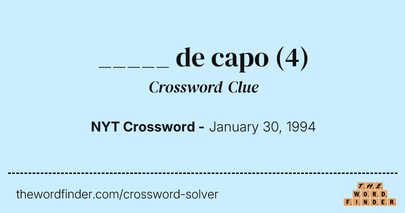 _____ de capo crossword clue image