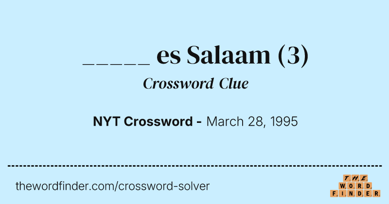 _____ es Salaam crossword clue image