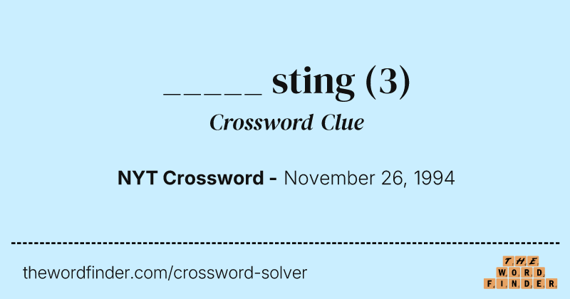 _____ sting crossword clue image