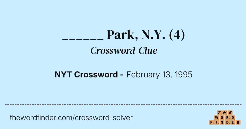 ______ Park, N.Y. crossword clue image