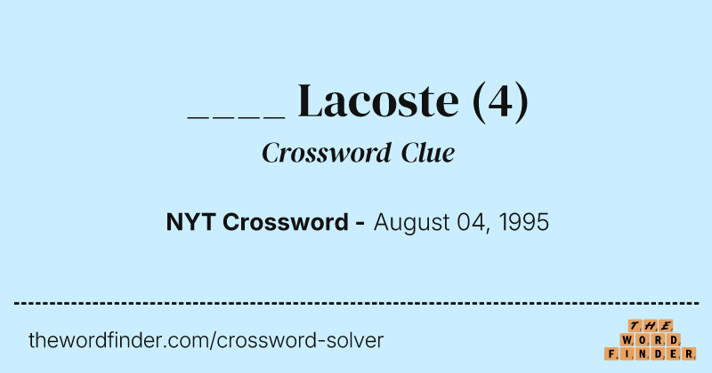 ____ Lacoste crossword clue image