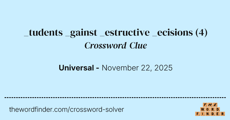 _tudents _gainst _estructive _ecisions crossword clue image