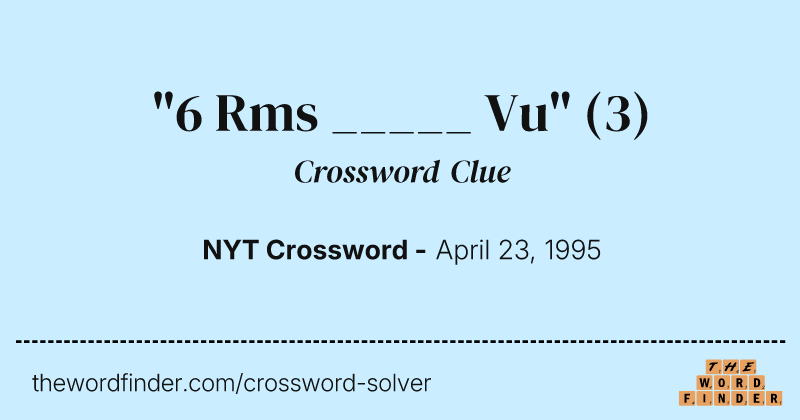 "6 Rms _____ Vu" crossword clue image