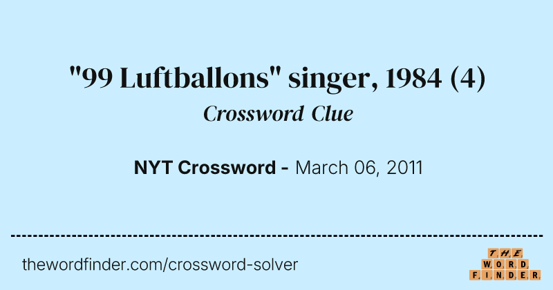 "99 Luftballons" singer, 1984 crossword clue image
