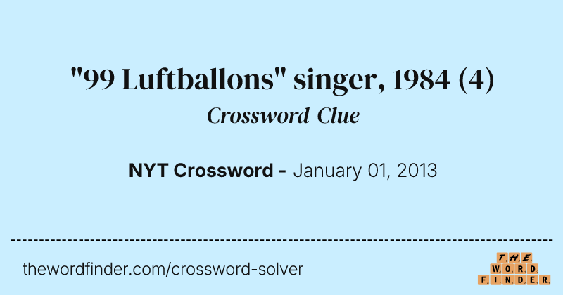 "99 Luftballons" singer, 1984 crossword clue image
