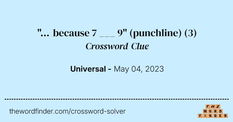 "... because 7 ___ 9" (punchline) crossword clue image
