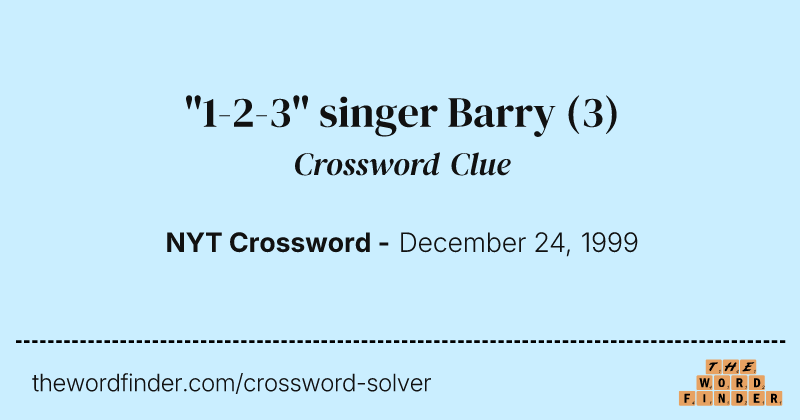 "1-2-3" singer Barry crossword clue image
