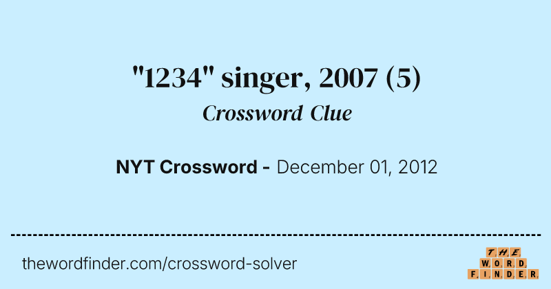 "1234" singer, 2007 crossword clue image