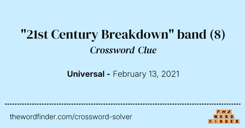 "21st Century Breakdown" band crossword clue image