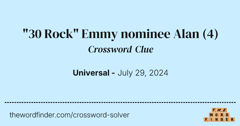 "30 Rock" Emmy nominee Alan crossword clue image