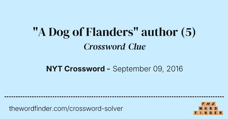"A Dog of Flanders" author crossword clue image