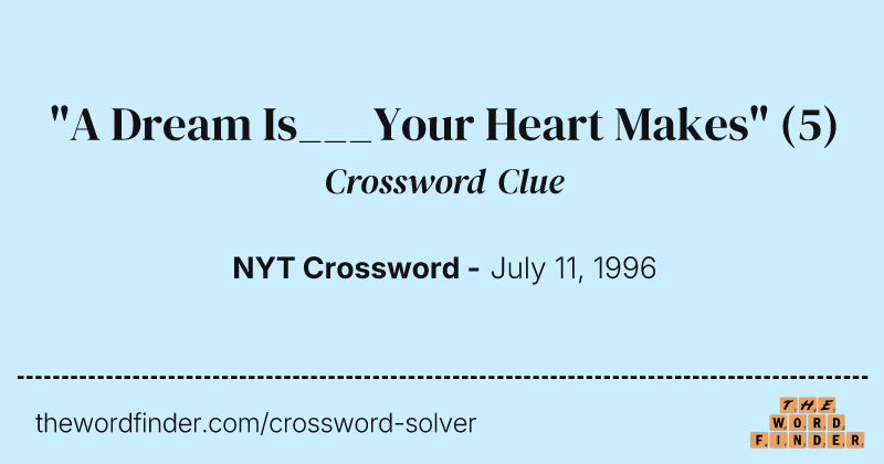 "A Dream Is___Your Heart Makes" crossword clue image