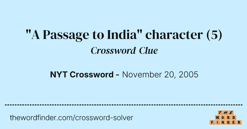 "A Passage to India" character crossword clue image