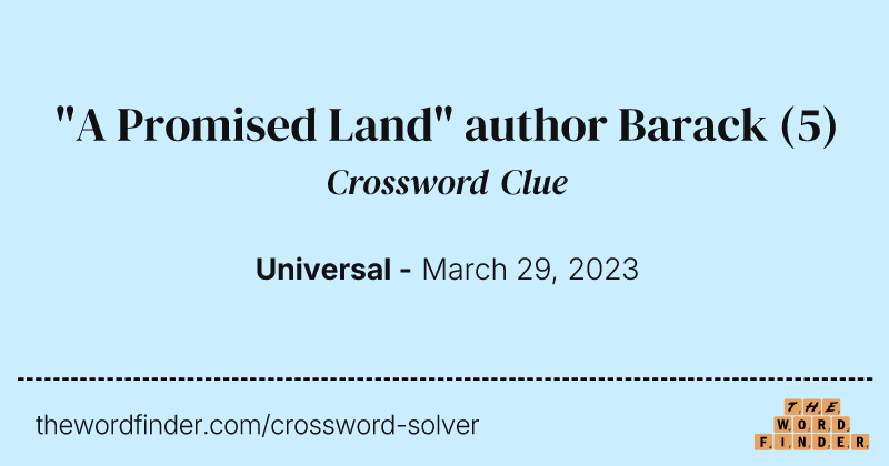 "A Promised Land" author Barack crossword clue image