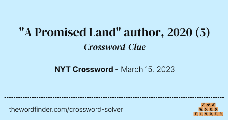 "A Promised Land" author, 2020 crossword clue image