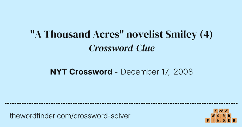 "A Thousand Acres" novelist Smiley crossword clue image
