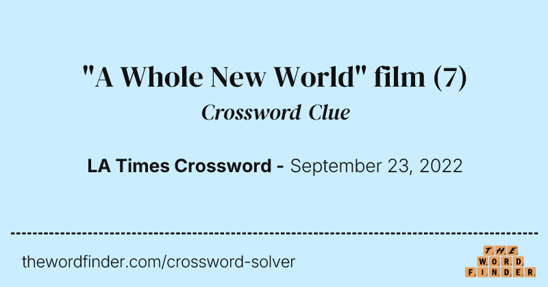 "A Whole New World" film crossword clue image