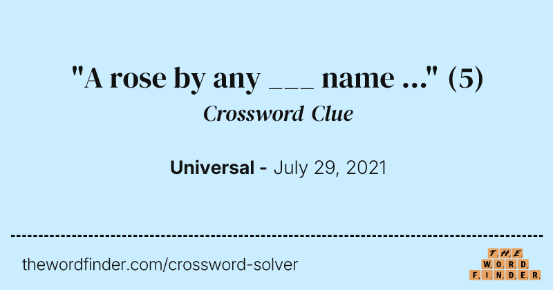 "A rose by any ___ name ..." crossword clue image