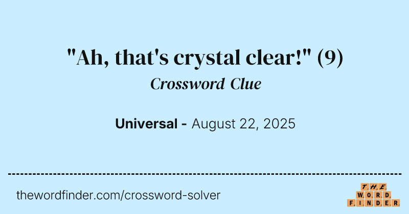"Ah, that's crystal clear!" crossword clue image