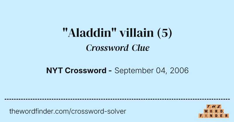 "Aladdin" villain crossword clue image