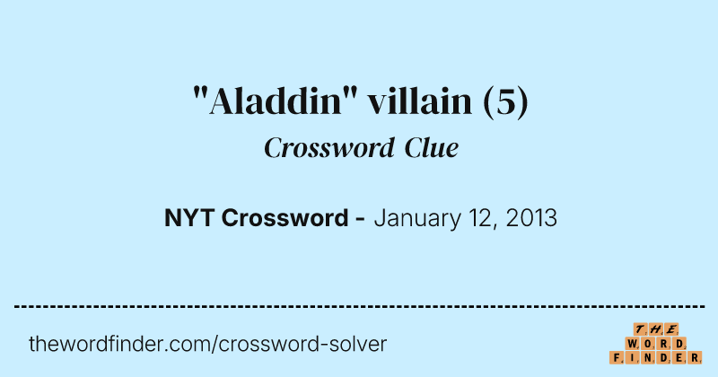 "Aladdin" villain crossword clue image