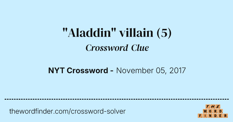 "Aladdin" villain crossword clue image
