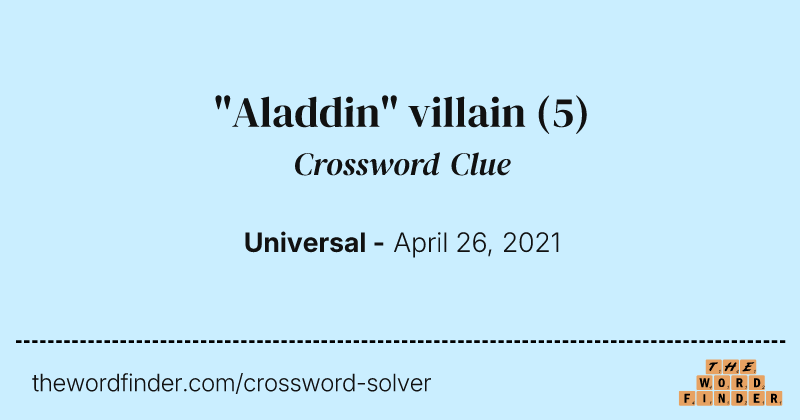 "Aladdin" villain crossword clue image
