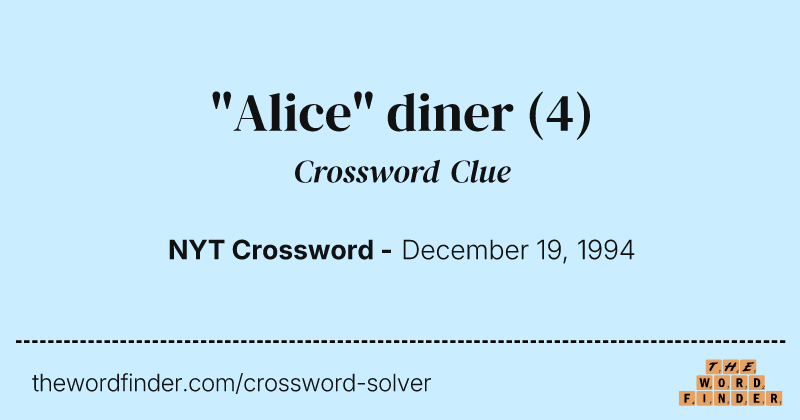 "Alice" diner crossword clue image