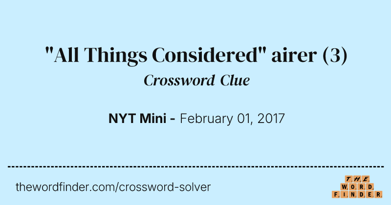"All Things Considered" airer crossword clue image