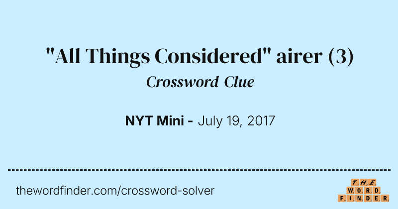 "All Things Considered" airer crossword clue image