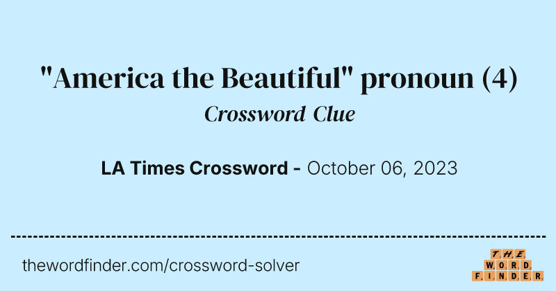 "America the Beautiful" pronoun crossword clue image