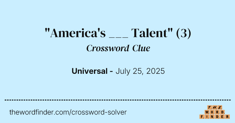 "America's ___ Talent" crossword clue image