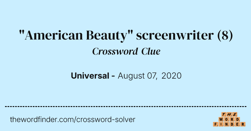 "American Beauty" screenwriter crossword clue image