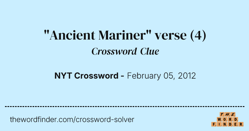 "Ancient Mariner" verse crossword clue image