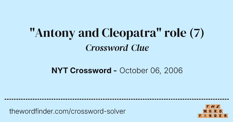 "Antony and Cleopatra" role crossword clue image