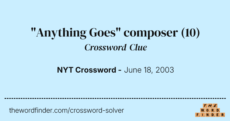 "Anything Goes" composer crossword clue image