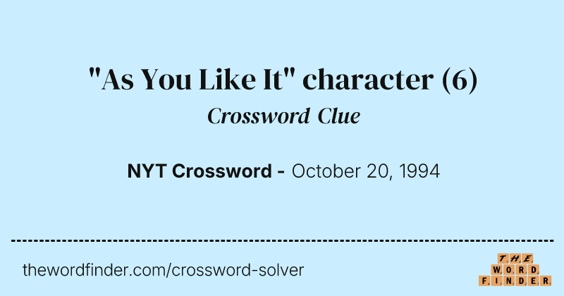 "As You Like It" character crossword clue image