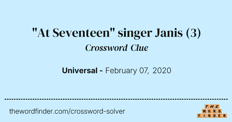 "At Seventeen" singer Janis crossword clue image