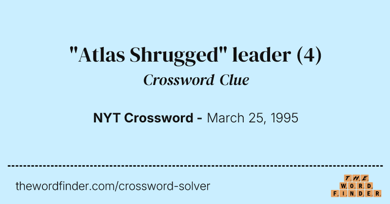 "Atlas Shrugged" leader crossword clue image