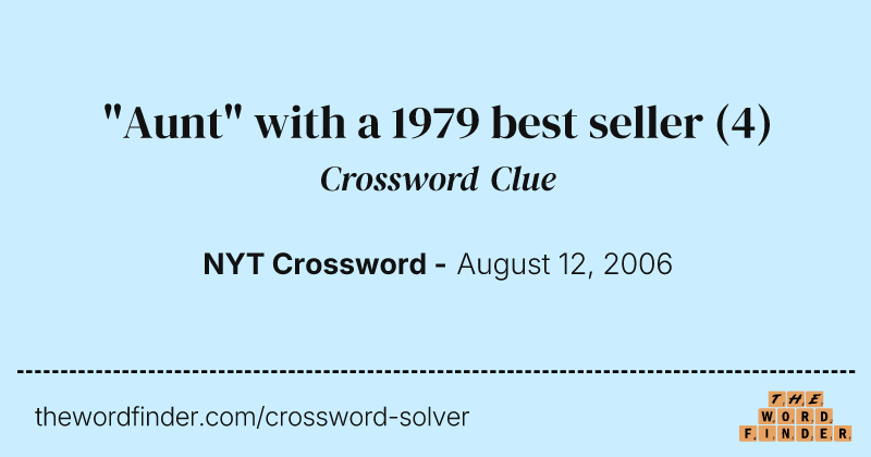 "Aunt" with a 1979 best seller crossword clue image
