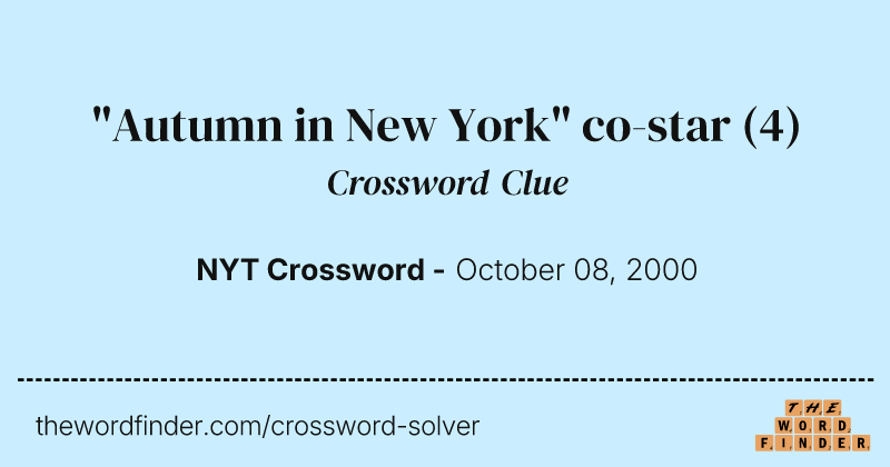 "Autumn in New York" co-star crossword clue image