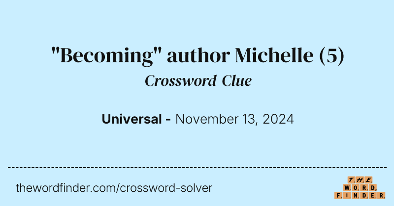 "Becoming" author Michelle crossword clue image