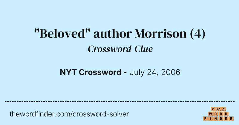 "Beloved" author Morrison crossword clue image
