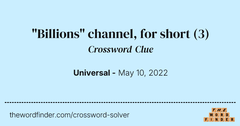 "Billions" channel, for short crossword clue image