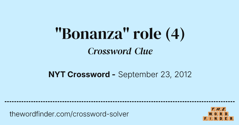 "Bonanza" role crossword clue image