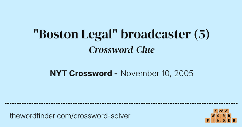 "Boston Legal" broadcaster crossword clue image