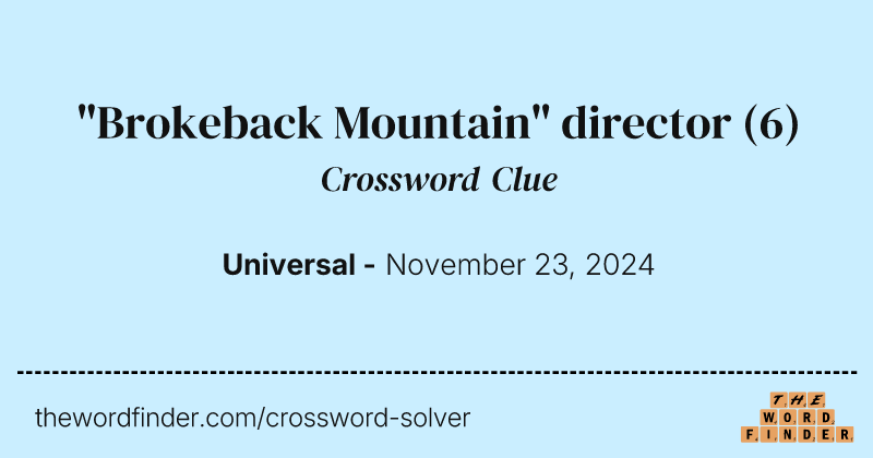 "Brokeback Mountain" director crossword clue image