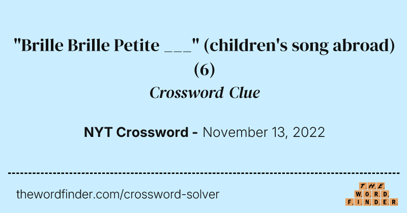 "Brille Brille Petite ___" (children's song abroad) crossword clue image