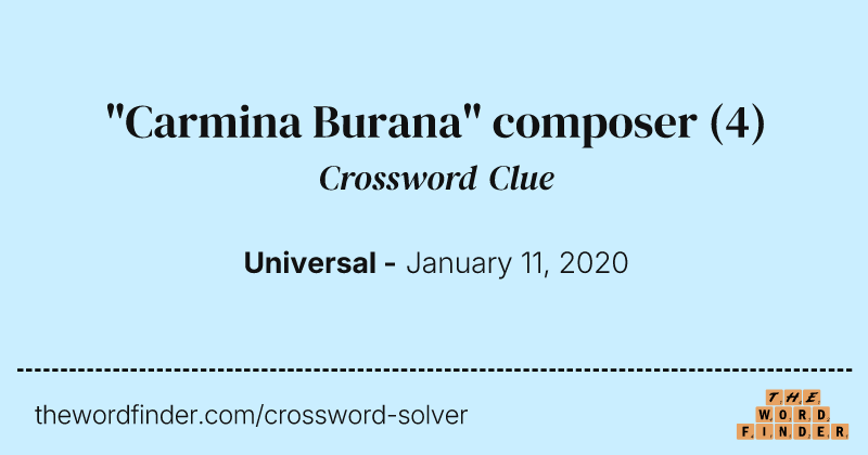 "Carmina Burana" composer crossword clue image