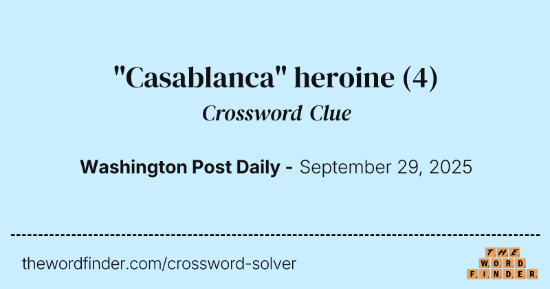 "Casablanca" heroine crossword clue image